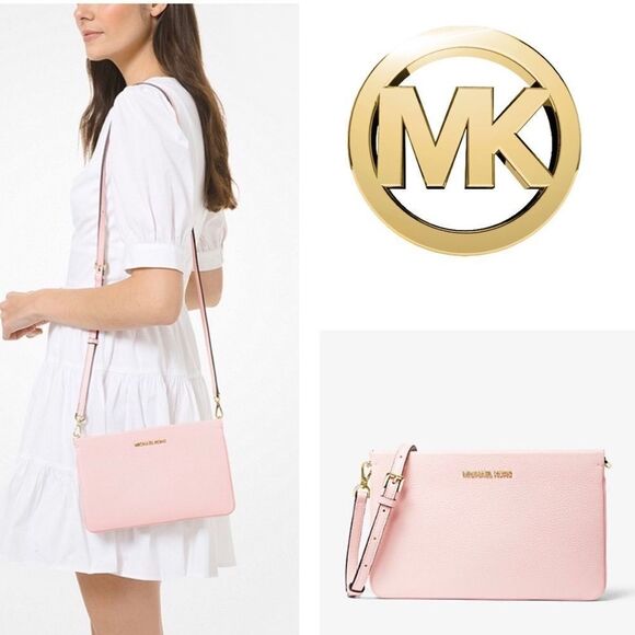 Michael Michael Kors Triple Gusset Jet Set Large Pebbled Leather Crossbody Bag